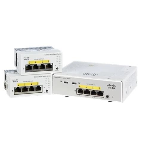 The Cisco CMICR-4PC is a versatile Catalyst Micro Switch designed for wall-jack deployments.